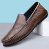 Модная мужская повседневная кожаная обувь с дырочками, мужские шлепанцы из натуральной кожи, дышащая мужская повседневная обувь, удобные лоферы, стильные мюли-мокасины