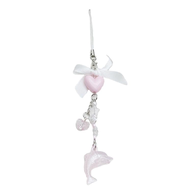 Игривый Дельфин Любовь Бантик Ремешок для Телефона Элегантный Дельфин Бантик Сердце Ремешок для Телефона Смола Брелки Шарм Подвеска для Камеры