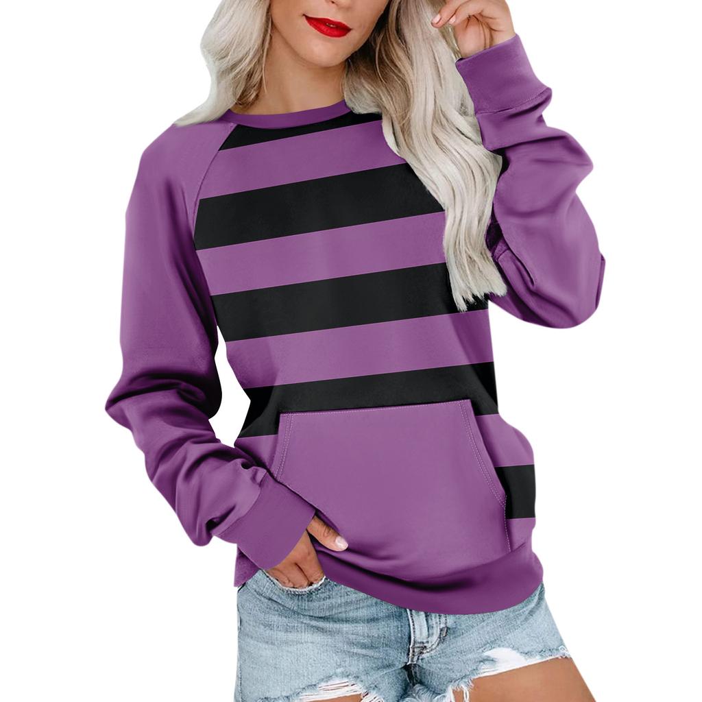 Женская толстовка с длинным рукавом, повседневная, с круглым вырезом, симпатичная, с принтом, легкая толстовка с карманом