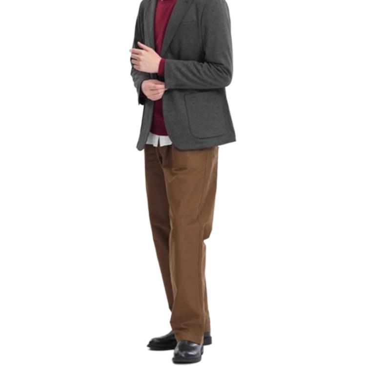 Uniqlo Однотонные прямые повседневные рабочие брюки Унисекс Коричневый 459707-36