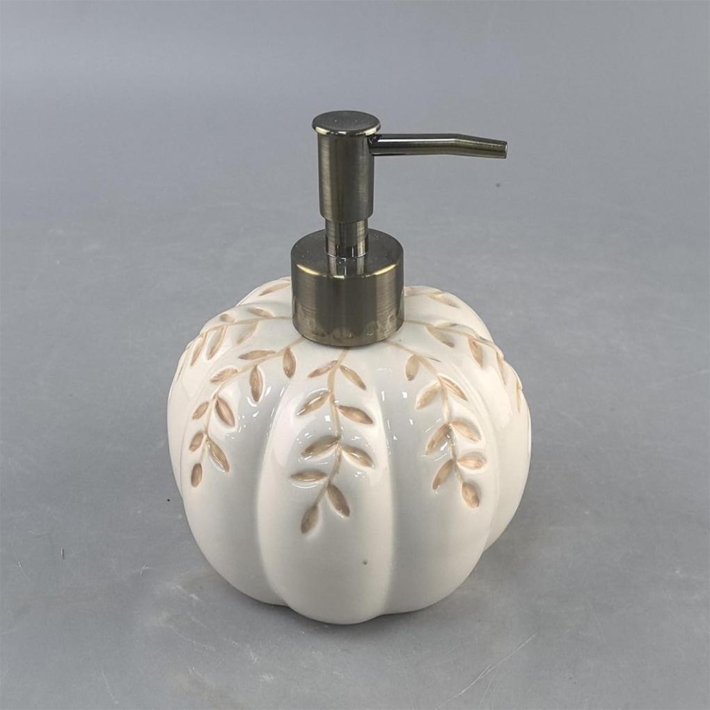 Cute Pumpkin Soap Dispenser - Bathroom Decoration, 460ml Soap Pump Pumpkin Maple Leaves Pattern for Bathroom and
