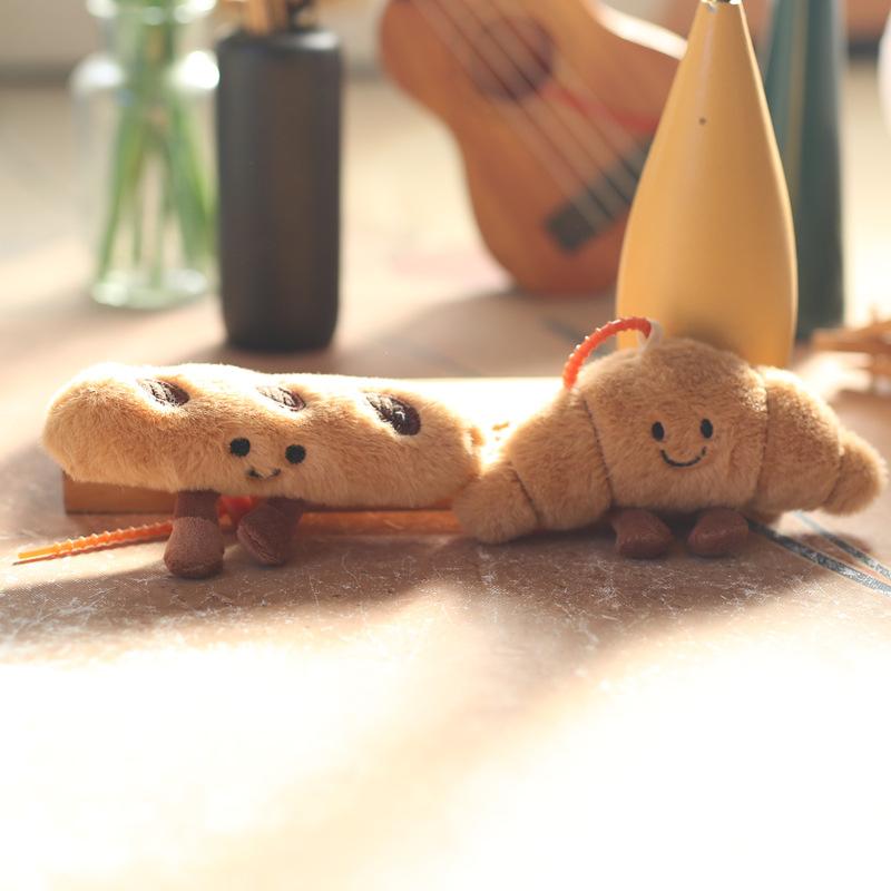 Милый и забавный круассан, маленькая подвеска, плюшевая игрушка, кукла, французский хлеб, сумка, подвесное украшение, брелок