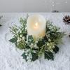 Рождественский подсвечник с искусственными листьями, венок для подсвечника, искусственная вишневая шишка, гирлянда