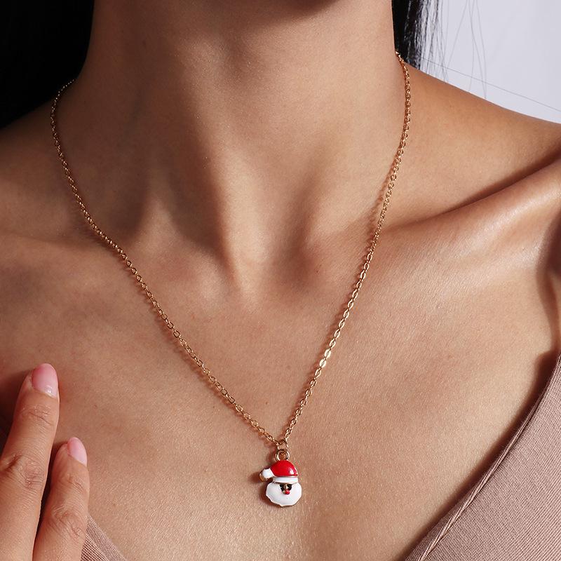 Christmas Jewelry Set: Santa Claus, Tree, Stocking Necklace for Sweater