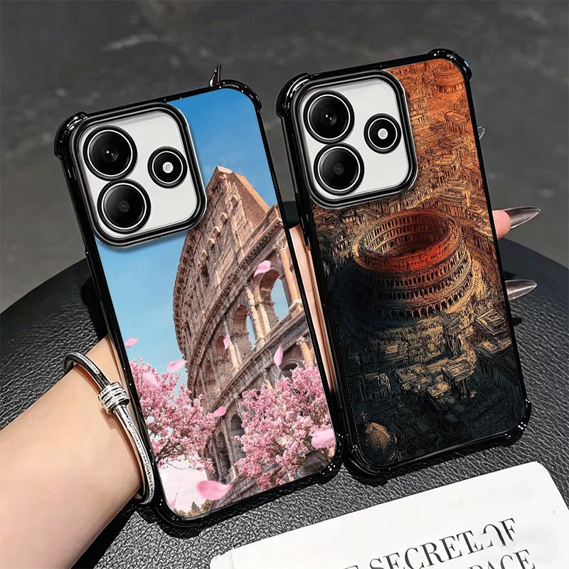 Roman Colosseum Soft Phone Case For Xiaomi Redmi Note 14 15 Pro Plus 13 12 11S 11T 5G 10 9S 9 Plating Anti-Fall Fundas