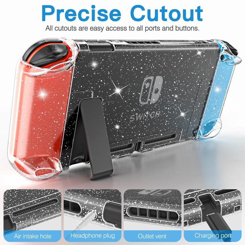 Подходит для Nintendo Switch Sparkling Crystal Case, защитный чехол из ПК-материала с защитой экрана и 4 клавишными колпачками