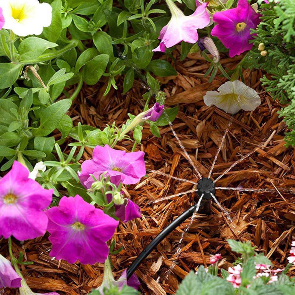 6 шт. регулируемых капельниц для полива, регулируемая система капельного орошения с потоком воды на 360 градусов, капельницы для полиэтиленовой трубы диаметром 4/7 мм для цветников.