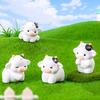 6Pcs Mini Fairy Cow Figurine Resin Tiny Statue Cattle Ornament Miniature Animal Dairy Toy Garden Microlandscape Desktop Decoration