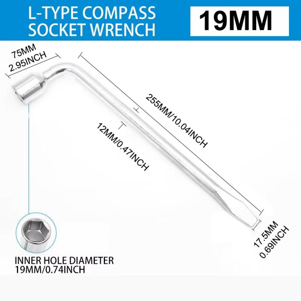 Hexagonal Head Lug Wrench L Type Socket Lug Wrench Standard Tool Tire Wrench Car Repair
