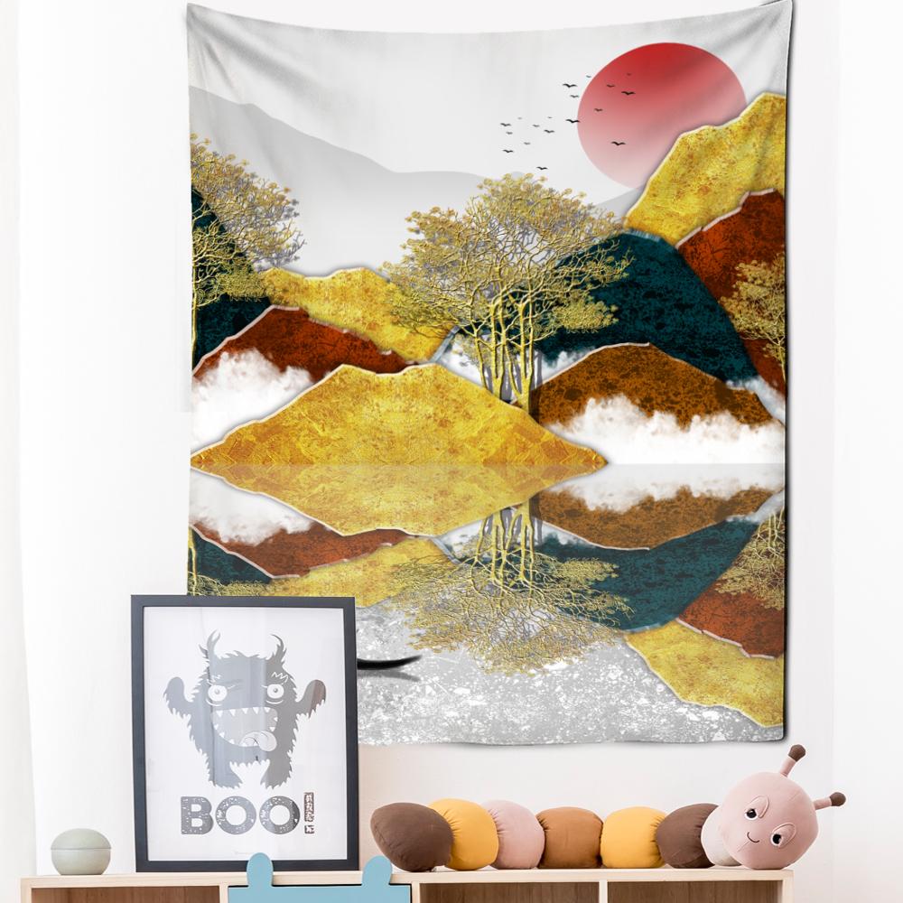 Неоновая картина, гобелен, настенный подвесной богемный стиль, Лось, кои, психоделическое колдовство, домашний декор для гостиной