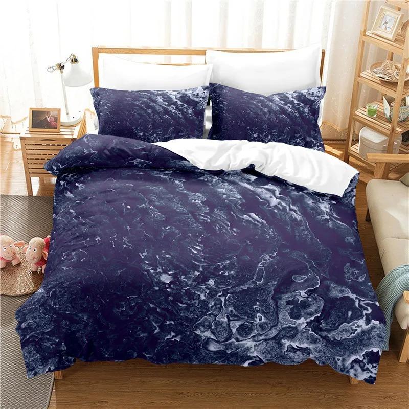 Sea Wave Duvet Cover King/Queen Size 3D Blue Ocean Spray Waves Bedding Set for Kids Teens,Azure Seawater Soft Comforter Cover