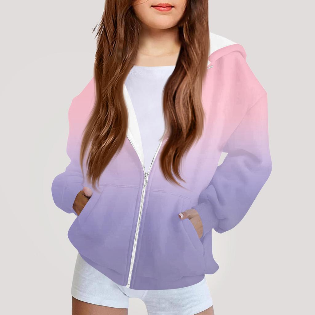 Children's Fashion Printed Long Sleeved Hooded Sweatshirt Girls' Hoodie Jacket