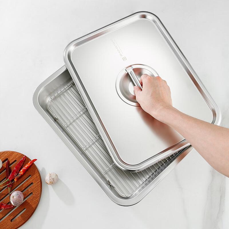 Yipan 304 Stainless Steel Square Steaming & Draining Pan