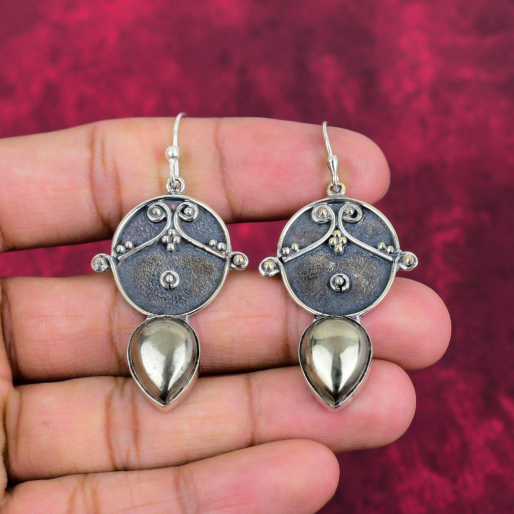 Золотые серьги Apache Pyrite, ювелирные изделия из стерлингового серебра 925 пробы, серьги с драгоценными камнями, подарок для нее, изящные ювелирные изделия ручной работы