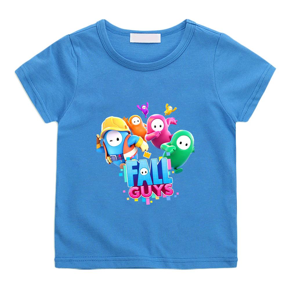 Game Fall Guys Children's T-Shirt 100% Cotton Tees Cartoon Graphic Printing Tops Casual Kids Unisex O-Neck Short Sleeve Summer