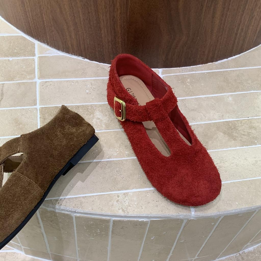 Fashion IPPEUM Women Mary Janes Shoes 2025 New Fall Fashion Brown Round Toe Ballet Flat Shoe