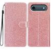 For iPhone 17 Air Wallet Case Glitter Anti-Scratch Leather Stand Phone Cover with Strap