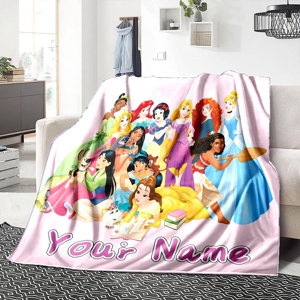 Custom Name Princesses Together blanket for Couch & Bed, Plush Cozy Fuzzy Blanket Super Soft & Warm Blankets for Fall and Winter. 0908120