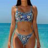 1011 new European and American suspender print sexy bikini fashion swimsuit women's beach hot spring swimsuit bikini