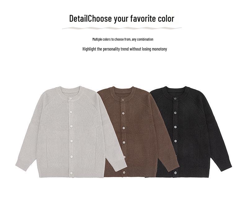 Мужской ретро-кардиган с пуговицами и круглым вырезом в японском стиле - Универсальный осенне-зимний трикотаж для пар