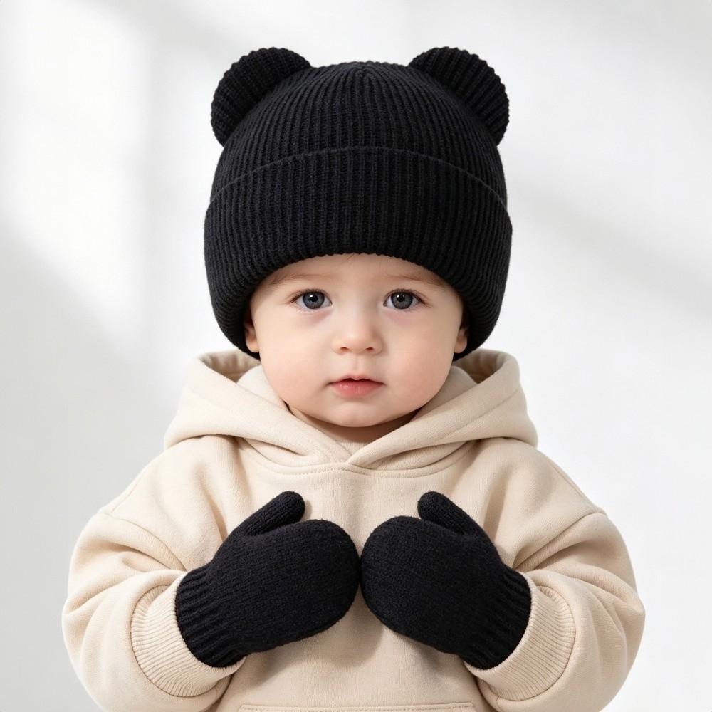 Winter Infant Beanie Cap Solid Color Kids Pullover Hats Cute Baby Knitted Hat Kids
