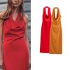 Летняя Новинка Женская Одежда Французский Воротник-Хомут Открытая Спина Сексуальное Платье Миди без Рукавов Длинная Юбка 9247782