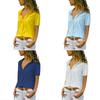 Women Solid Loose Tops Chiffon T-shirt Blouse Shirt Short Sleeve Summer Fashion V Neck Casual New Tees Ladies