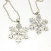 Frozen Snowflake Pendant Necklace With Crystal Finish For Travel Holiday And