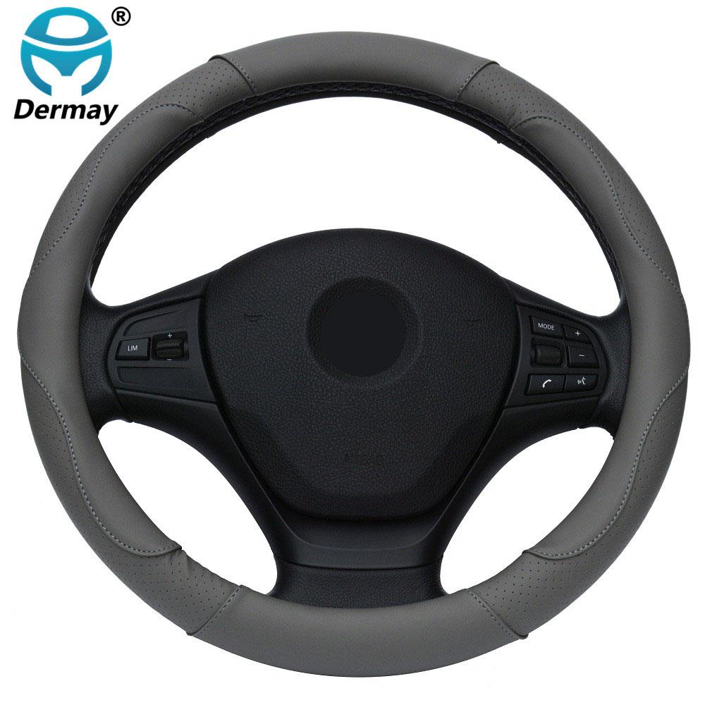 DERMAY PU Leather Car Steering Wheel Cover M size for LADA 14-15" Steering Wheel Free Shipping