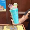 Модная и креативная чашка для воды с улыбающимся лицом, большой вместимости, чашка с трубочкой Bingba, пластиковая чашка, изысканный подарок для леди