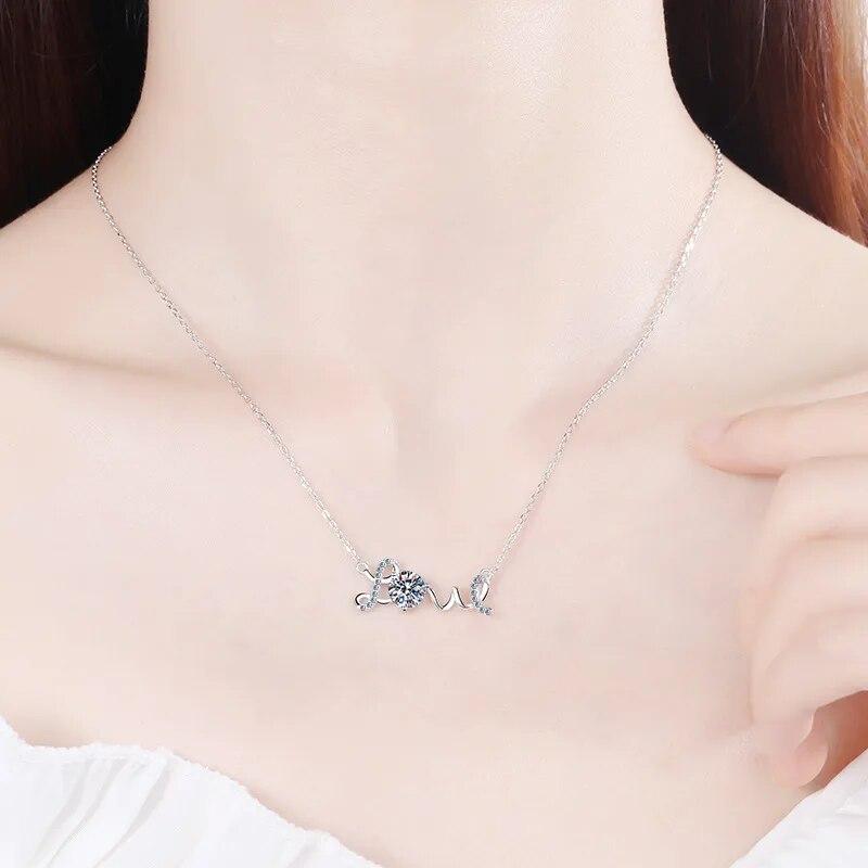 Муассанит 1CT ожерелье Lab Diamond Forever Love кулон ожерелье для женщин девочек юбилей свадьба Рождественский подарок ювелирные изделия