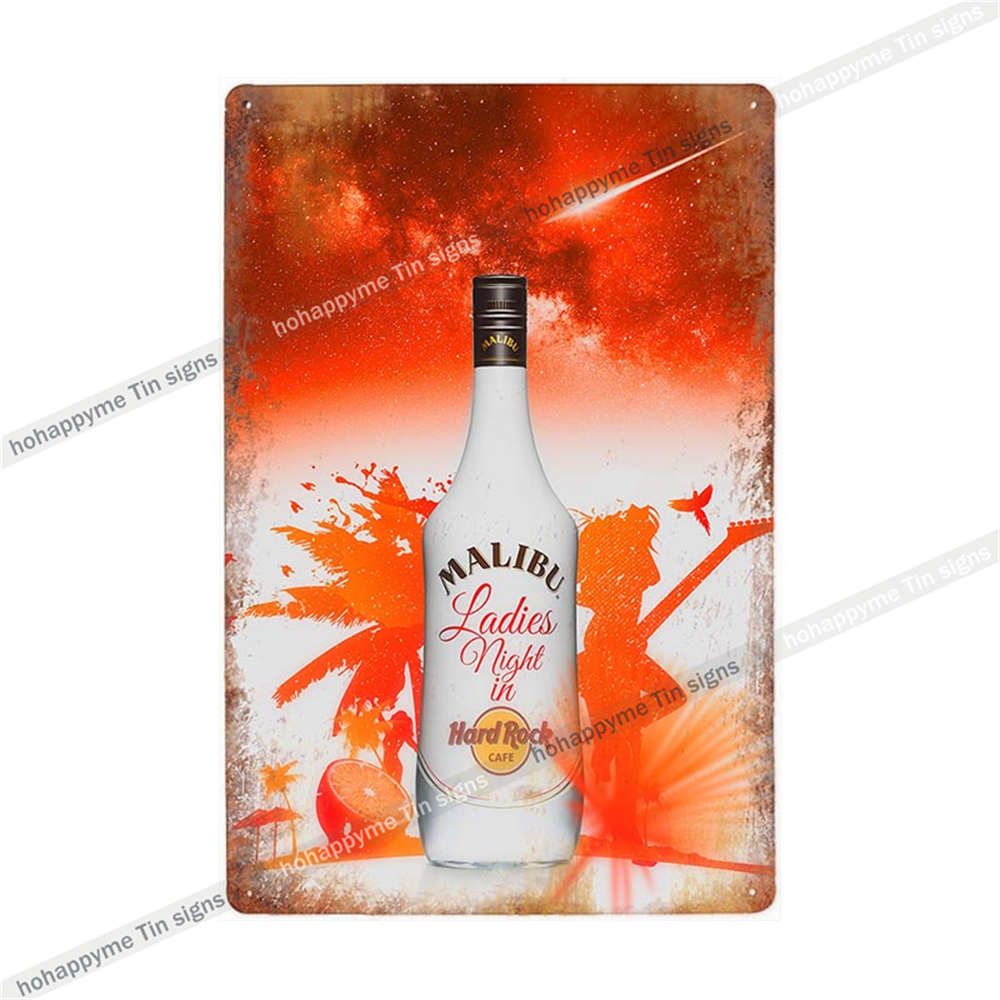 Малибу Жестяная Табличка Ром Металлическая Картина Табличка Для Бара Паба Клуба Кафе Наклейка На Стену Украшение Семейный Постер Тарелки 20x30см