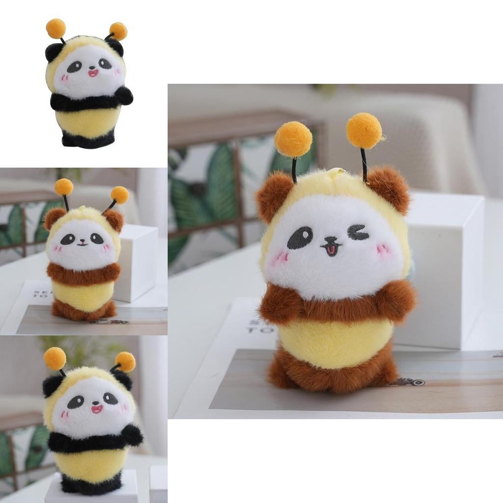 Playful Panda Bee Plush Keychain Soft And Fluffy Accessory Perfect For Animal Enthusiasts