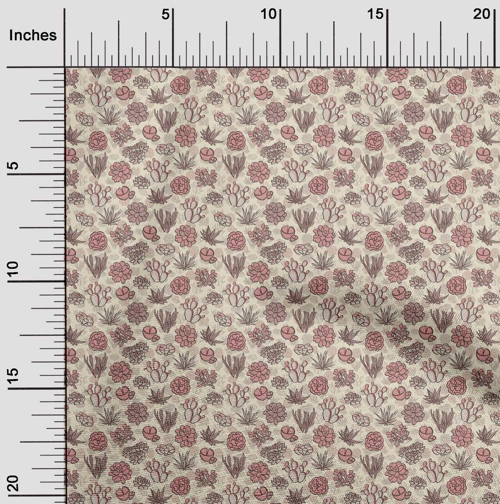 oneOone Ткань Cotton Flex Dusty Pink с рисунком кактуса, швейная ткань с принтом, по ярдам, 40 дюймов