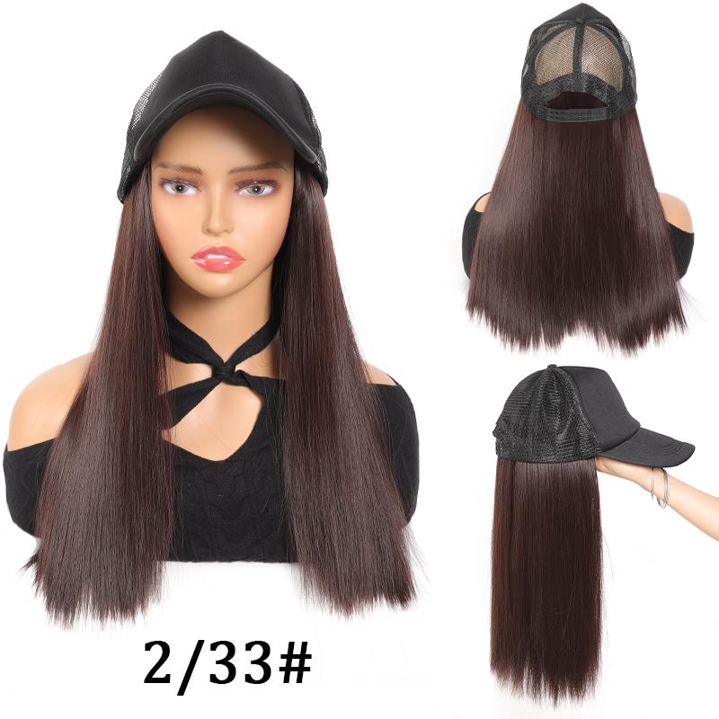 Парик из губчатой ​​шляпы с черным утиным языком, длинные прямые волосы, женский синтетический парик регулируемого размера, легко носить, подходит для ежедневного использования