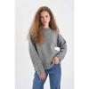 Women's Oversize Fit Wide Fit Half Turtleneck Long Knitwear Sweater R6044az24wn