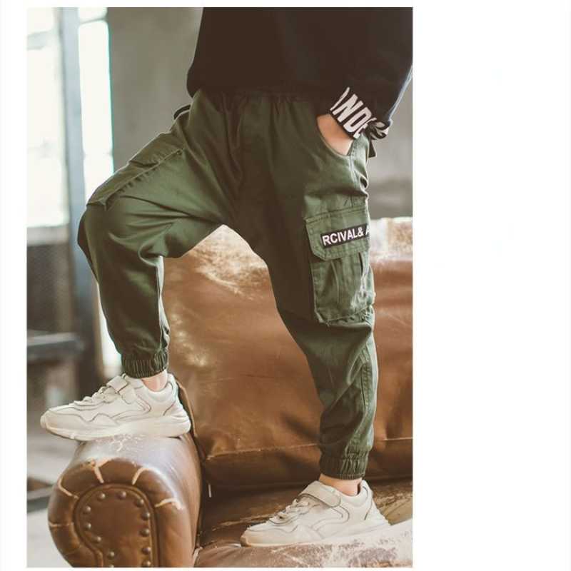 Весенне-осенние модные брюки-карго в корейском стиле для мальчиков, детские крутые длинные брюки, детские зимние повседневные длинные брюки, одежда для мальчиков-подростков