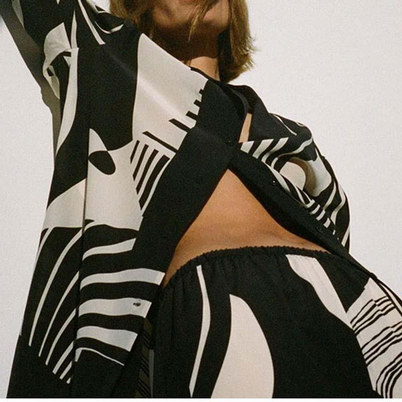 Женский Весенний Новый Модный Комплект с Модным Принтом Длинный Кардиган Прямые Брюки Комплект Двойка