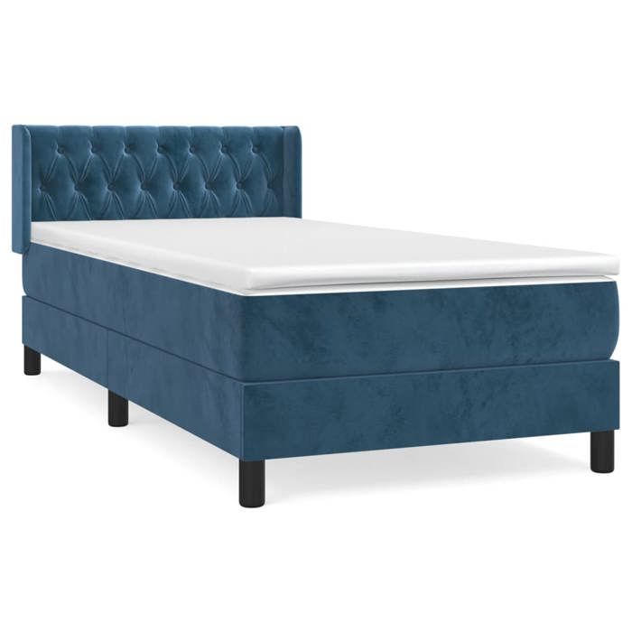 Maison Exclusive - Sommier à lattes de lit avec matelas Bleu foncé 90x200 cm