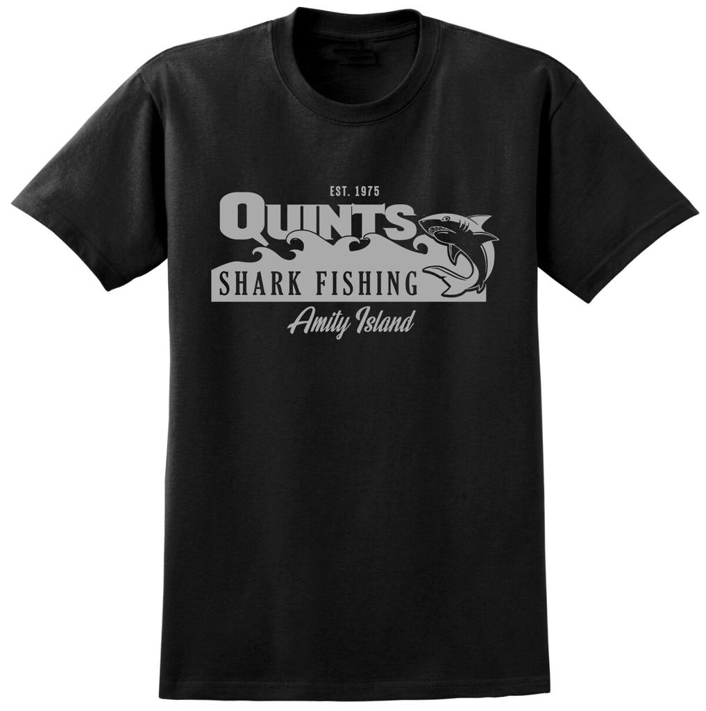 Quints Shark Fishing Jaws Inspired T-shirt Retro 70s 80s Film Movie Fan Tee