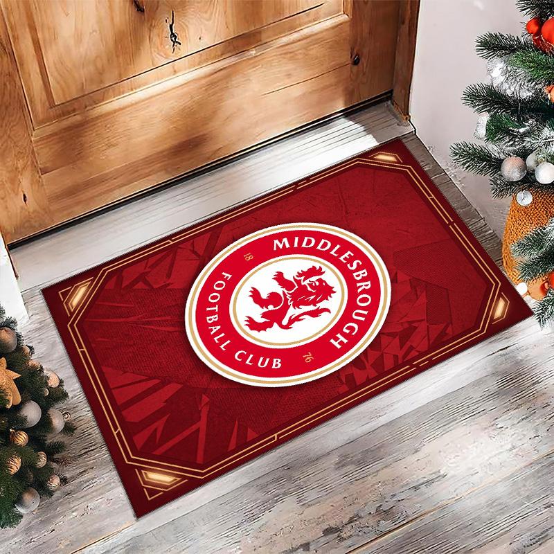 Middlesbrough FC Soccer Football Pattern Soft Area Rug Non Slip Indoor Floor Carpet Sports Decor Mat for Bedroom