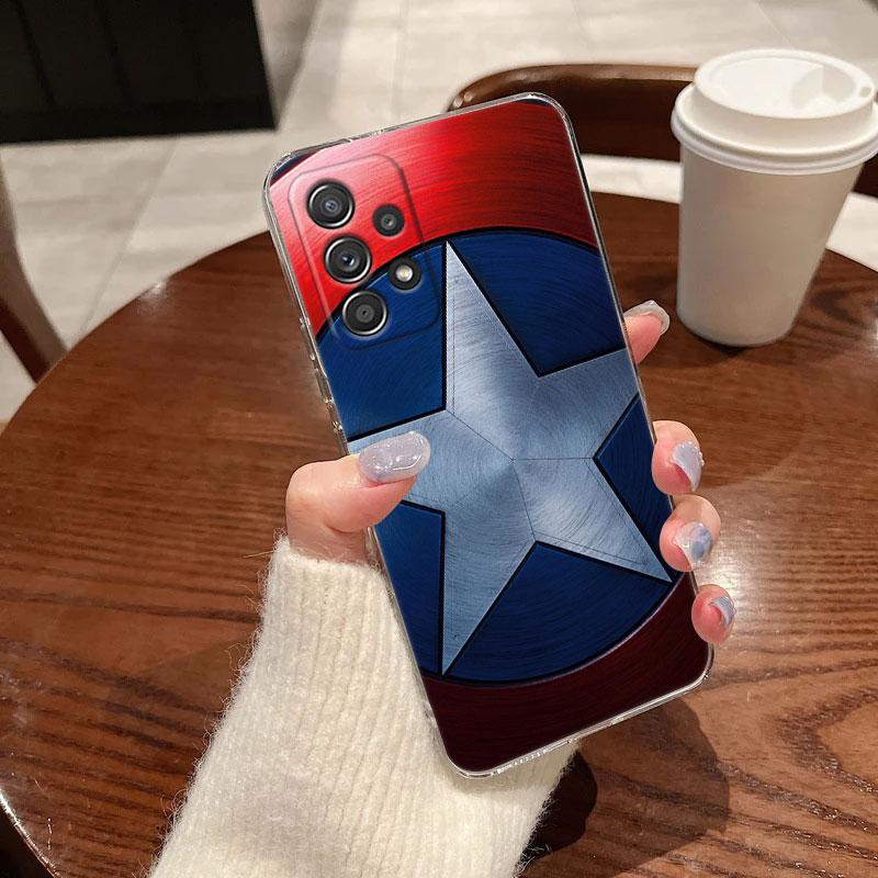 Прозрачный чехол Marvel Капитан Америка Щит для Samsung Galaxy A57 A37 A56 A36 Чехлы A55 A54 A35 A26 A07 A17 A16 A06 A36 A15 Обложка