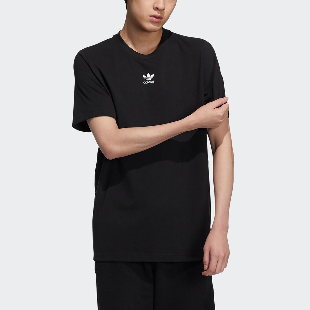 adidas Футболка с трилистником Originals с принтом логотипа для мужчин, черная H46693
