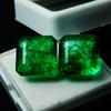 Natural Green Emerald Loose Gemstone Square Cut 18.12 ct Pair for Jewelry Making and Gem Collections