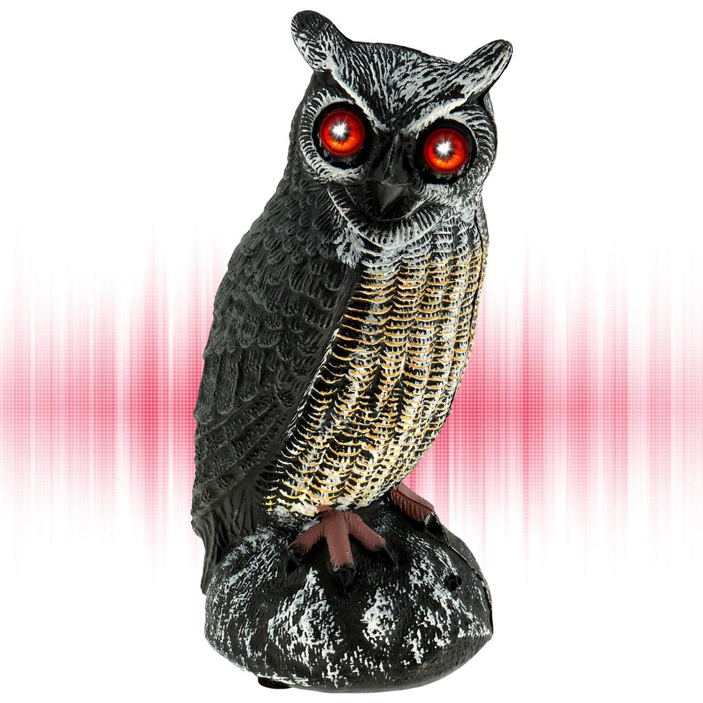 New Solar Owl Scare Bird Control Devices Waterproof Garden Fake Owl Deterrent Decoration With Scary Sound and Eyes Emit Light