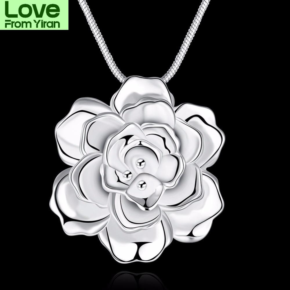 Lekani 925 Sterling Silver Lotus Necklaces &Pendants For Women Elegant Flower Short Necklace Sterling Silver Fine Jewelry Bijou