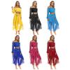 Women Belly Dance Costume Orient Dancewear Cosplay Theme Party Sequin Fringe Rave Party Stage Costume Outfits Crop Top And Chiffon Skirt