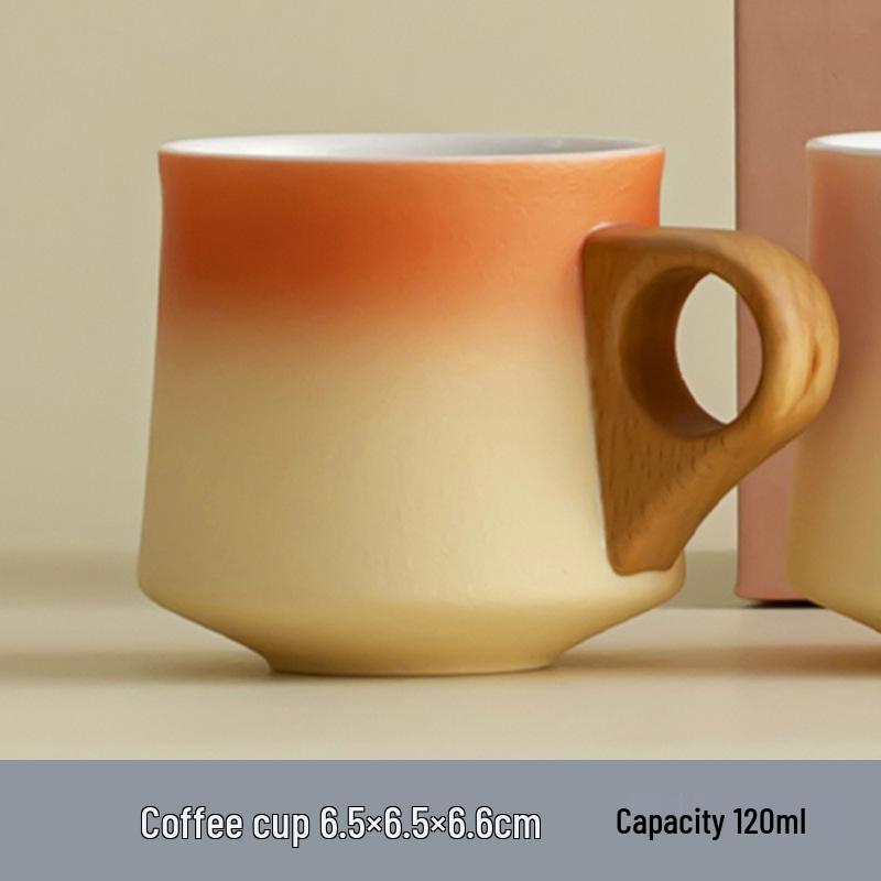 Премиальный керамический чайный набор с деревянными ручками: Элегантные австралийские белые чашки эспрессо на двоих