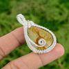 Natural Landscape Jasper Gemstone Pendant Wire Wrapping 925 Silver For Girls