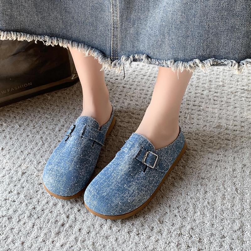 Модные Нескользящие Уличные Балетки на Лето с Круглым Носком и Низким Вырезом, Сексуальные и Удобные Женские Шлепанцы с Закрытым Носком